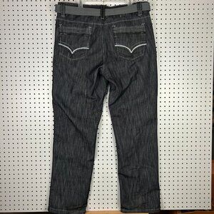 Mecca Black Streetwear Skate Y2K Jeans 40x34 W/ Rope Belt Grunge Punk 90s Gothic